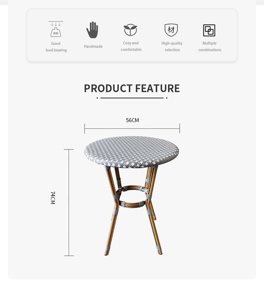 french outdoor table size